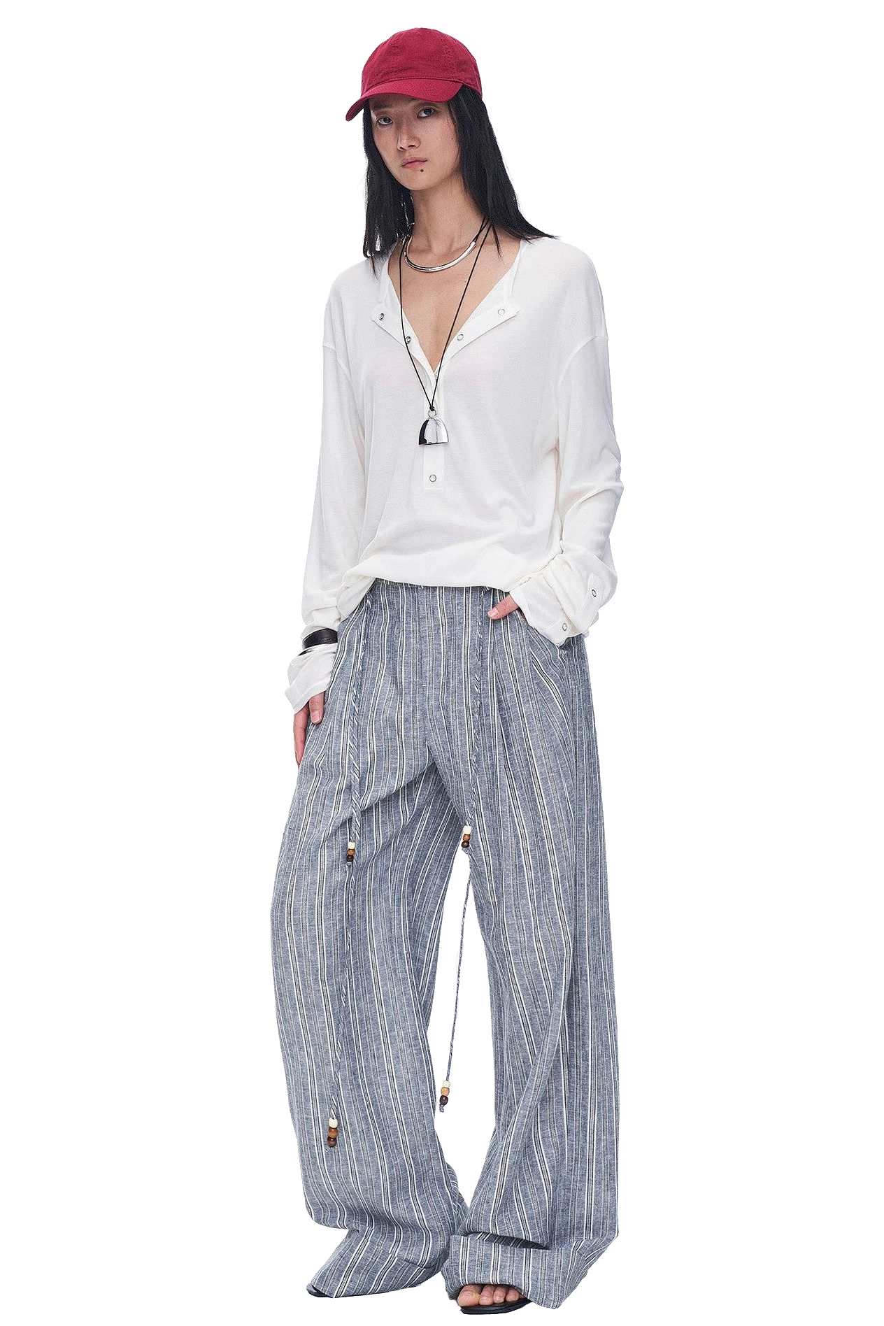 Firelady Fur "Free Afterglow" Retro Style Linen Wide-Leg Casual Pants
