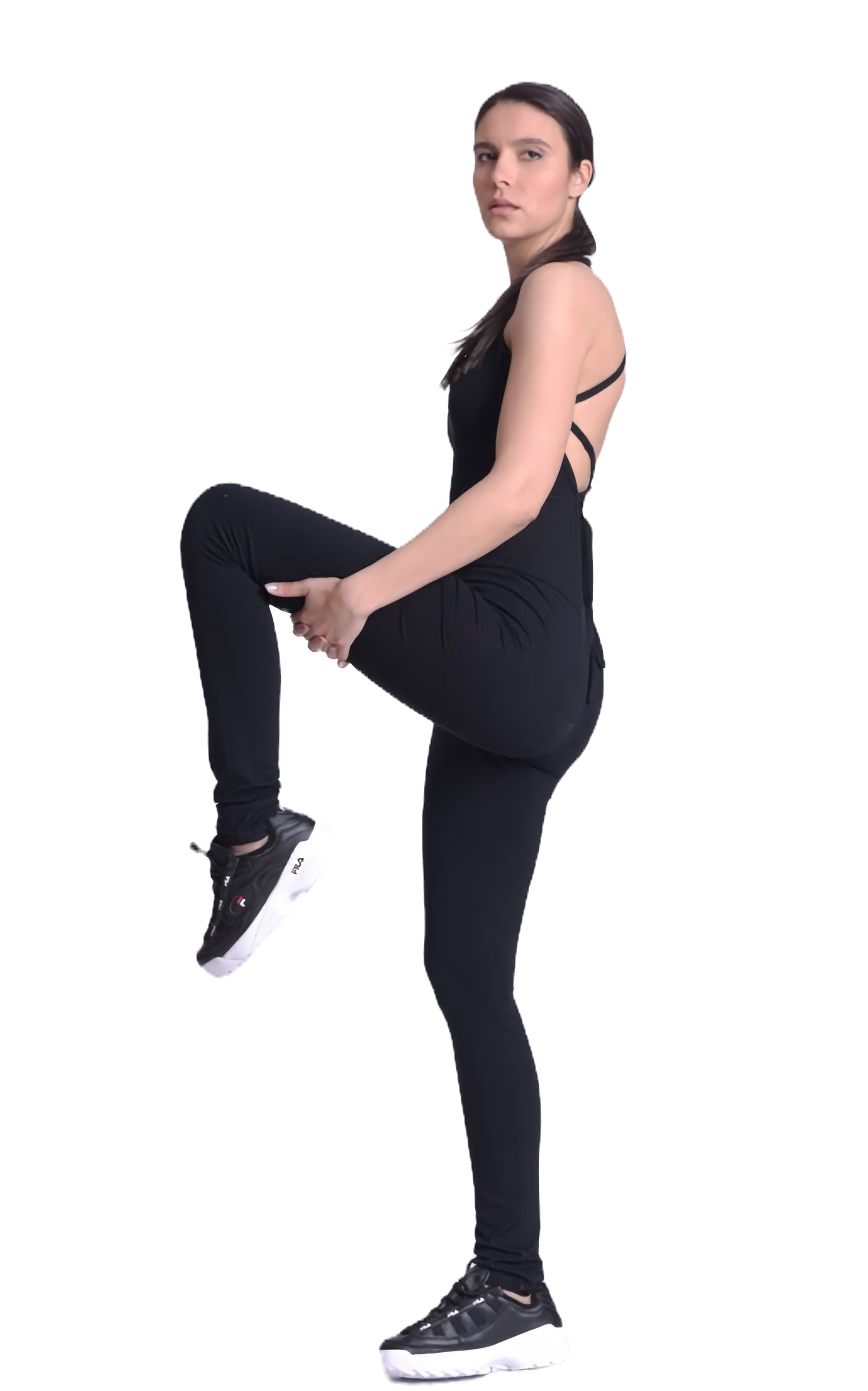Metamorphoza Extravagant Open Back Gym Jumpsuit in Black