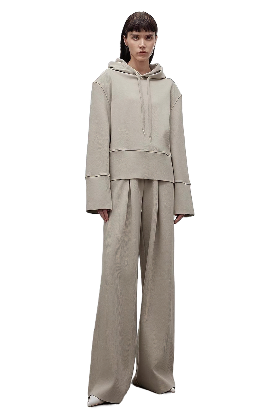 Firelady Fur "Time Travel" Crop Hooded Sweatshirt and Sweatpants Sport Set Khaki