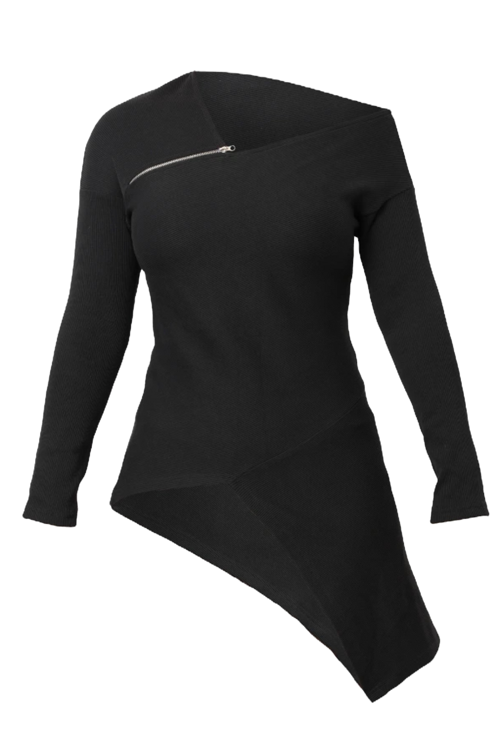 Thumbnail: Metamorphoza Open Shoulder Zipped Tunic in Black
