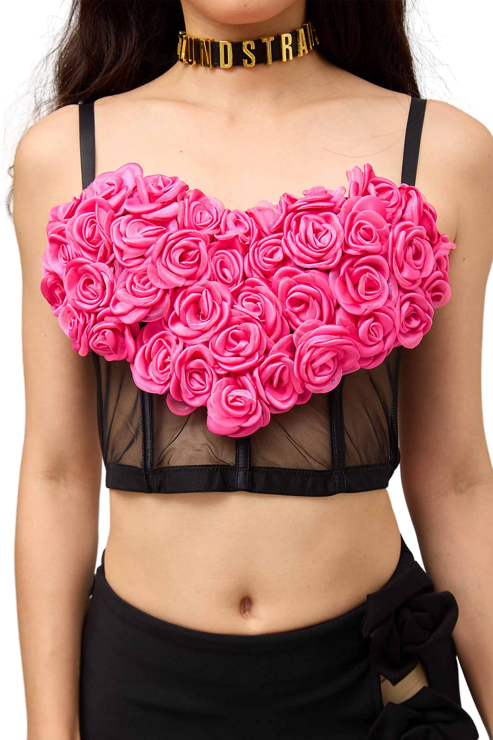 Thumbnail: GUZUNDSTRAUS Rose Heart Mesh Corset Top
