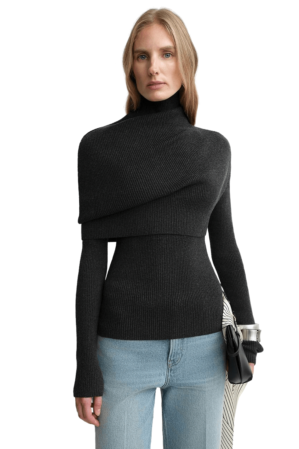Firelady Fur "Elegant Layers" 2-piece Merino Wool Turtleneck Sweater