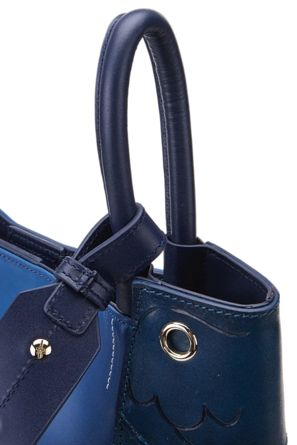 Thumbnail: Bellorita Carp Blue Leather Tote Bag