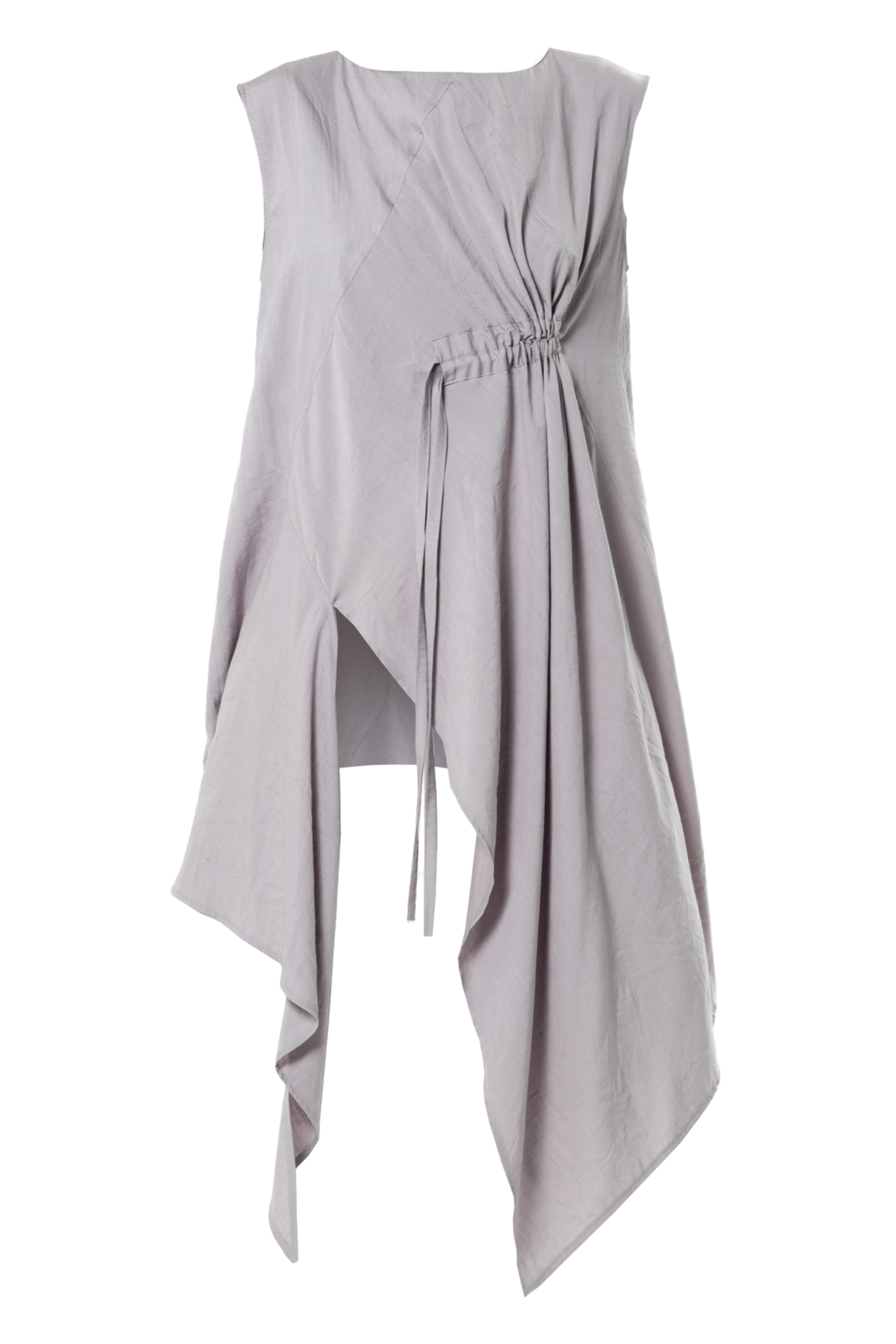 Metamorphoza Asymmetric Tunic Top With Linen In Lilac