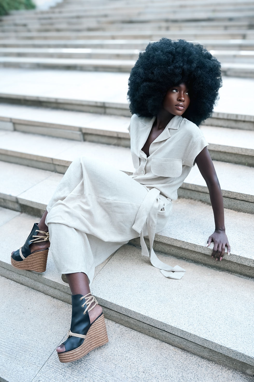 Thumbnail: Metamorphoza Relaxed Jumpsuit With Linen