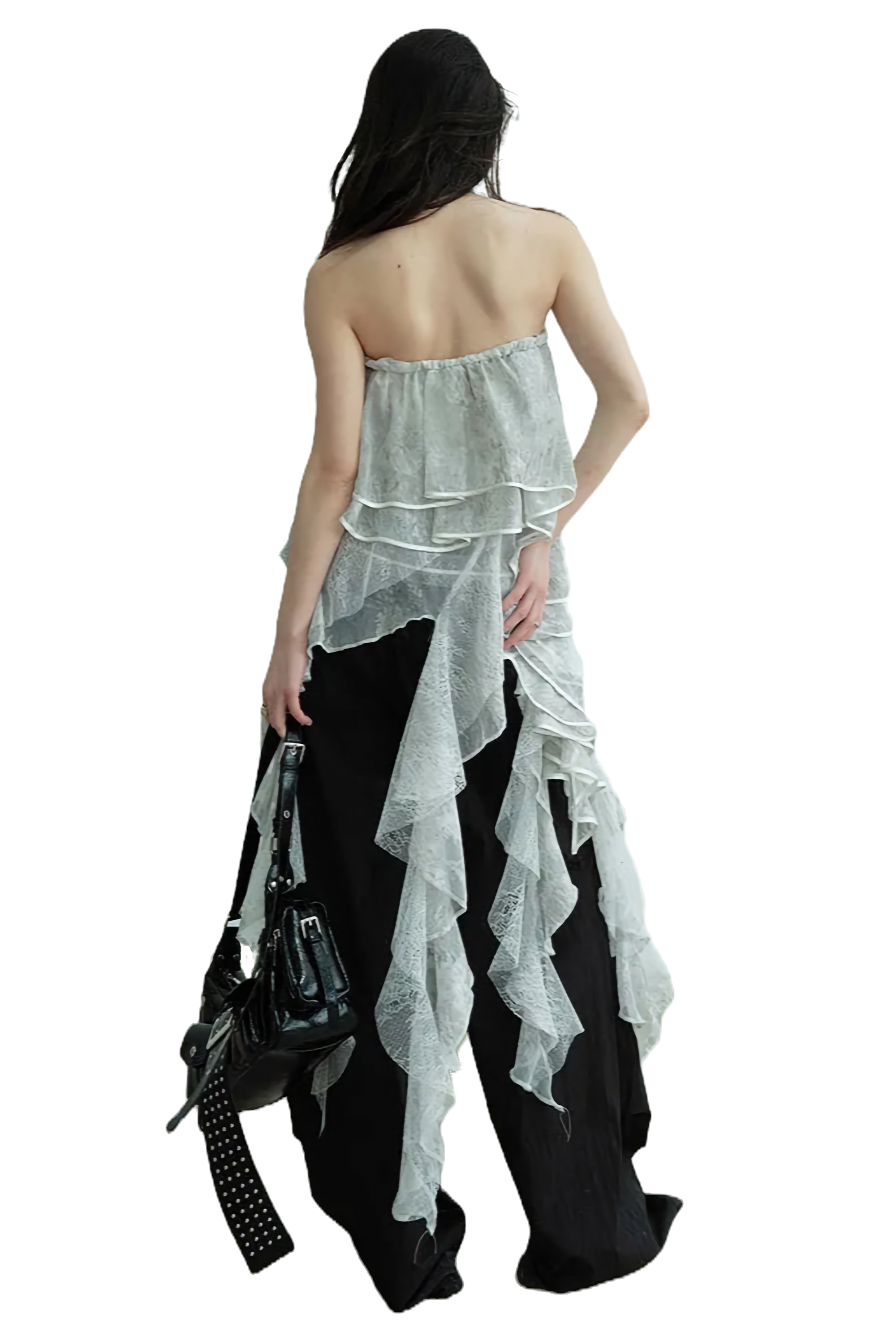 Marigold Shadows Cossett Irregular Ruffles Tube Top Skirt