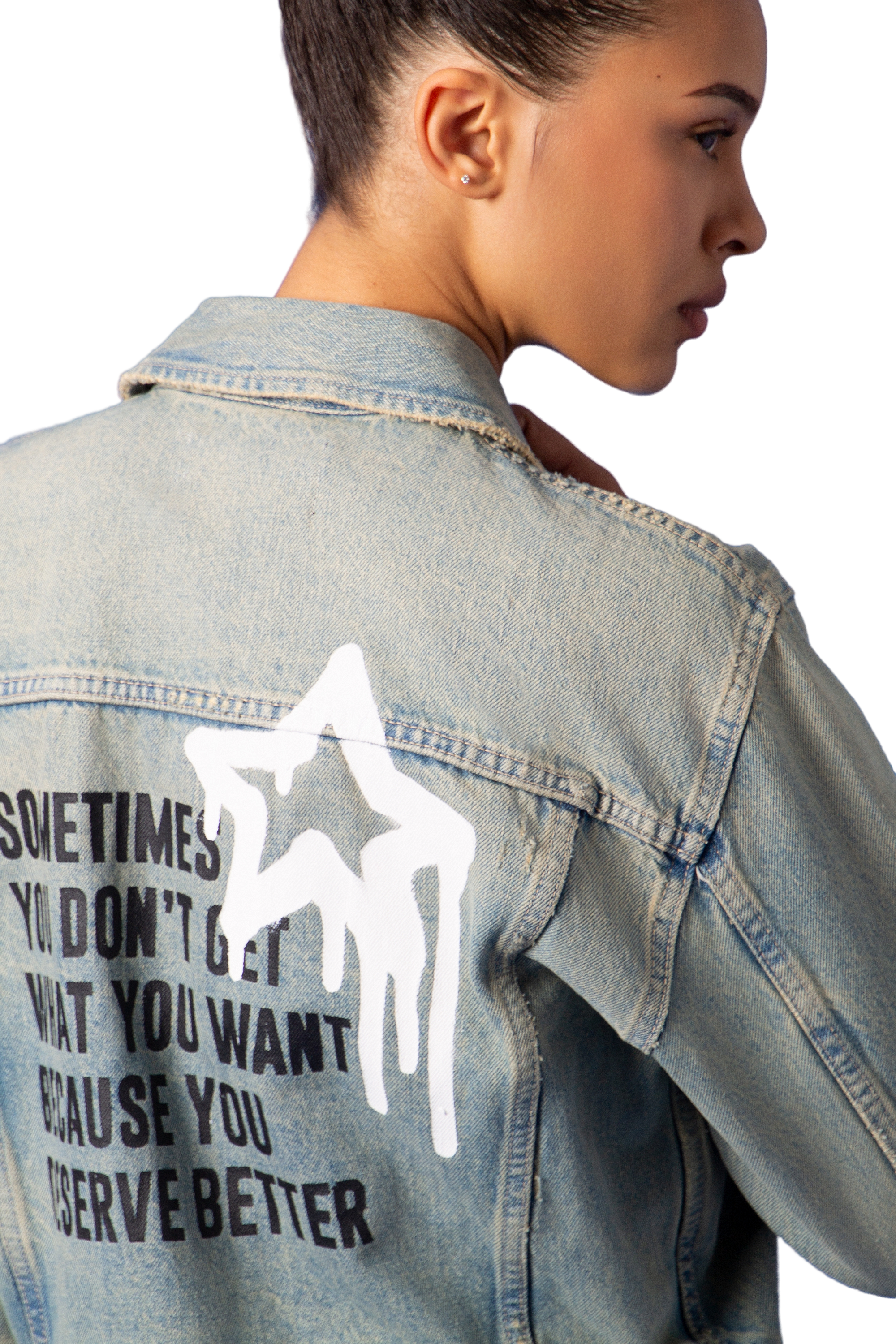 Dream of Desire "DESERVE" Denim Crop Jacket