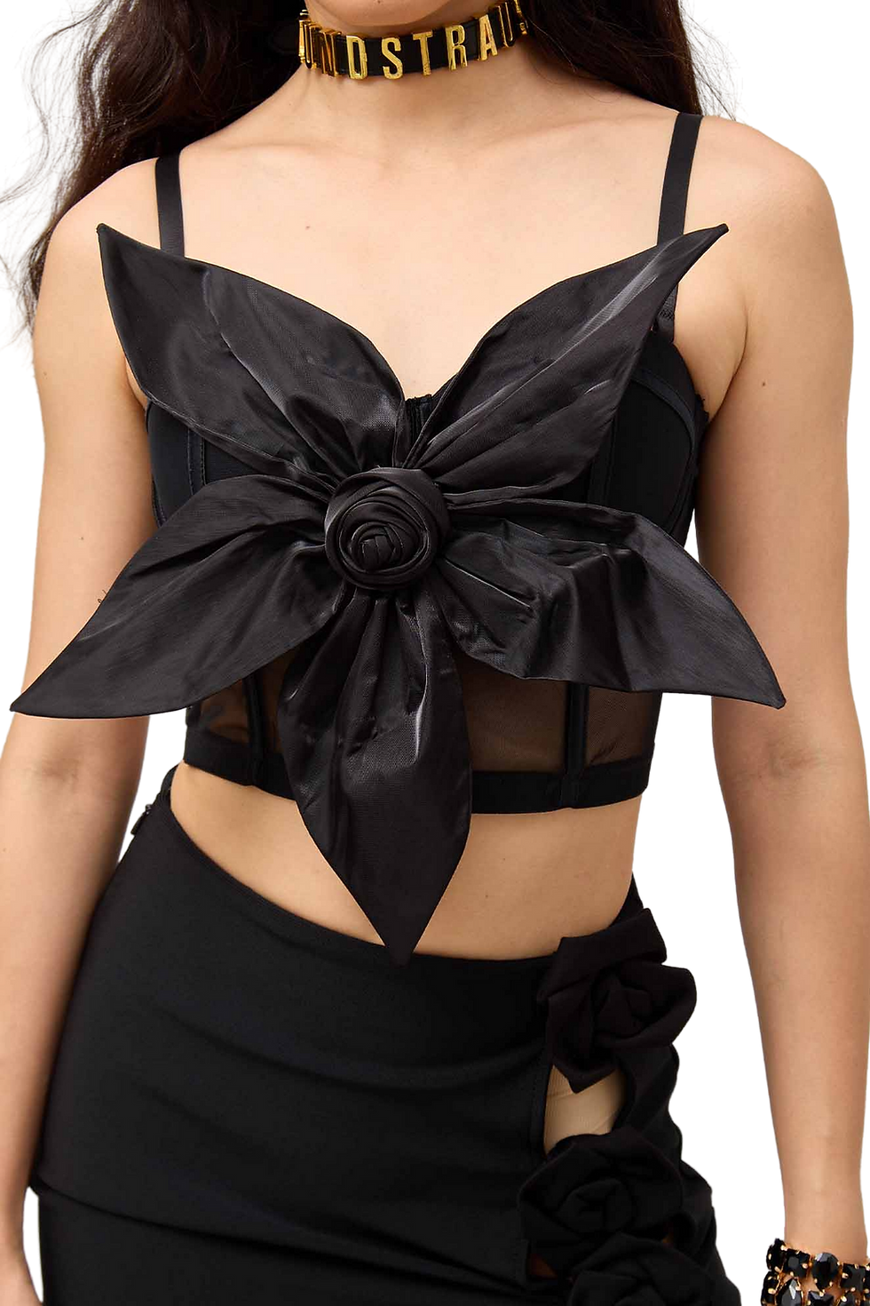 Thumbnail: GUZUNDSTRAUS Mlow Flower Mesh Corset Top