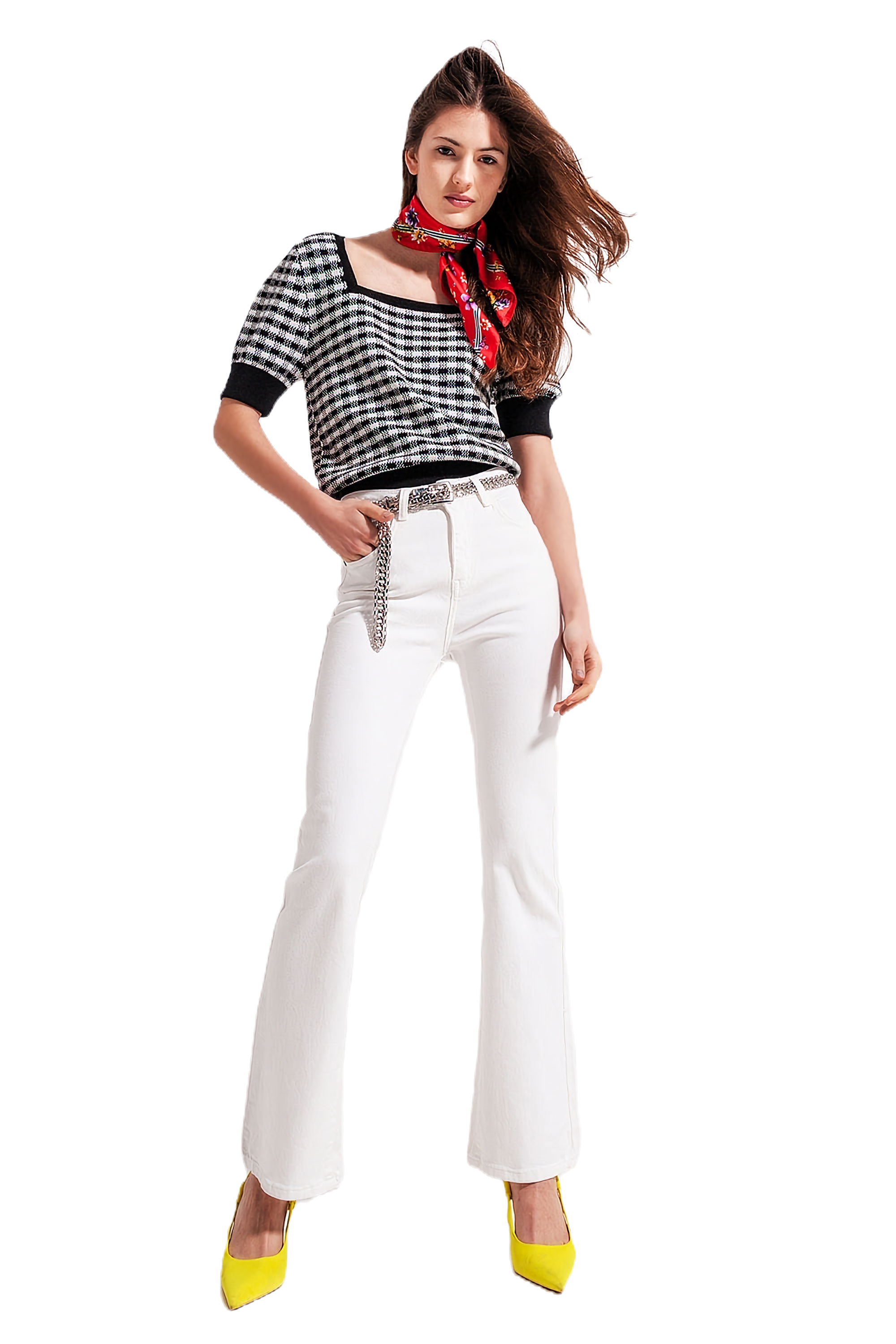 Q2 Flared Jeans in White
