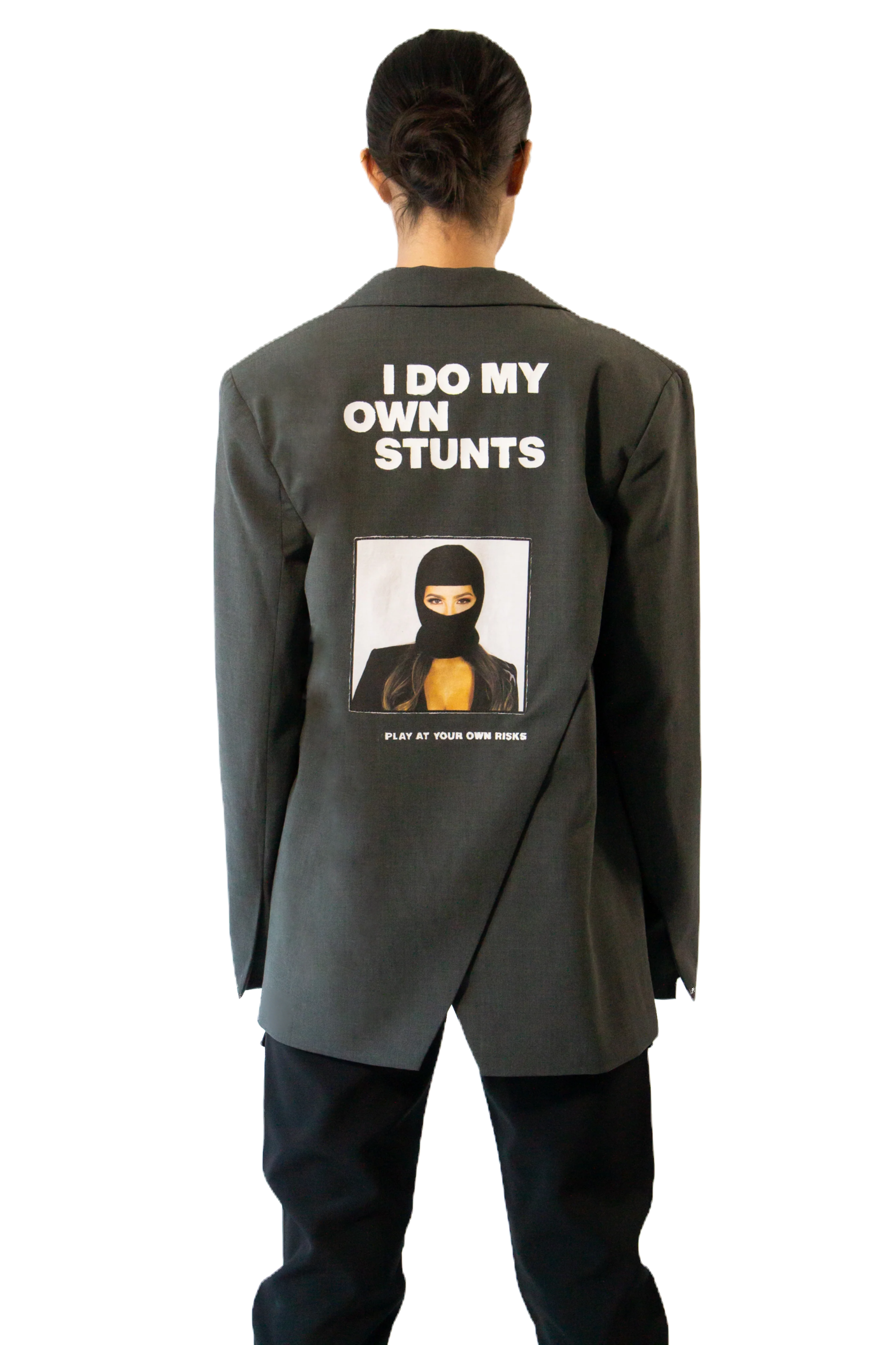 Dream of Desire “I Do My Own Stunts” Hand-painted Oversized Blazer Jacket