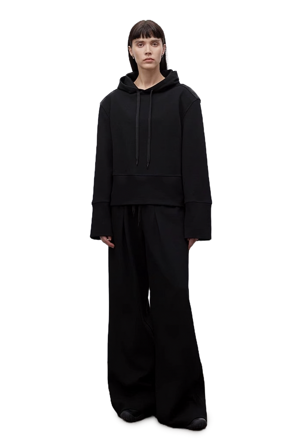 Thumbnail: Firelady Fur "Time Travel" Crop Hooded Sweatshirt and Sweatpants Sport Set Black