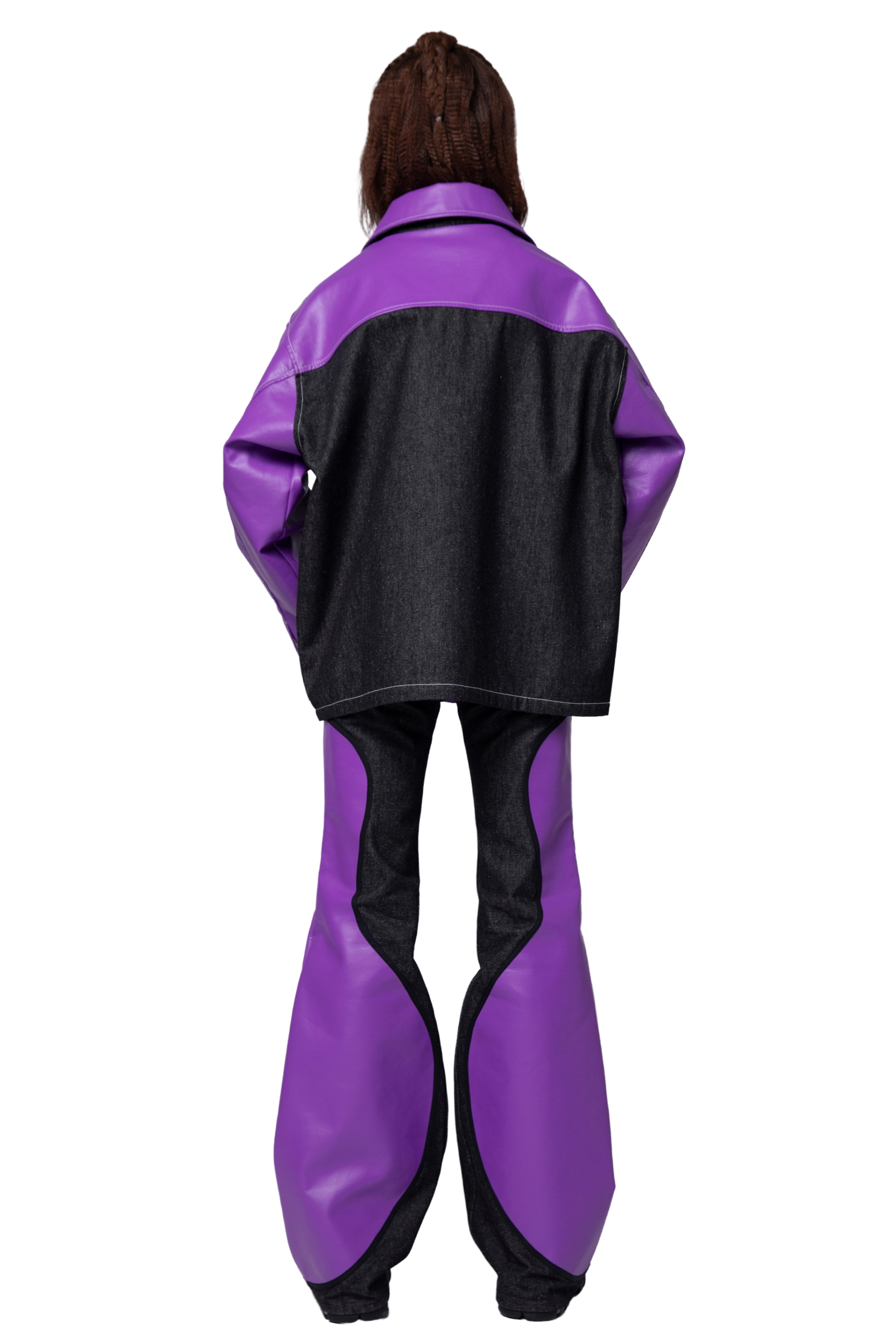 4NML Core Denim Jacket with Purple Leather Trim