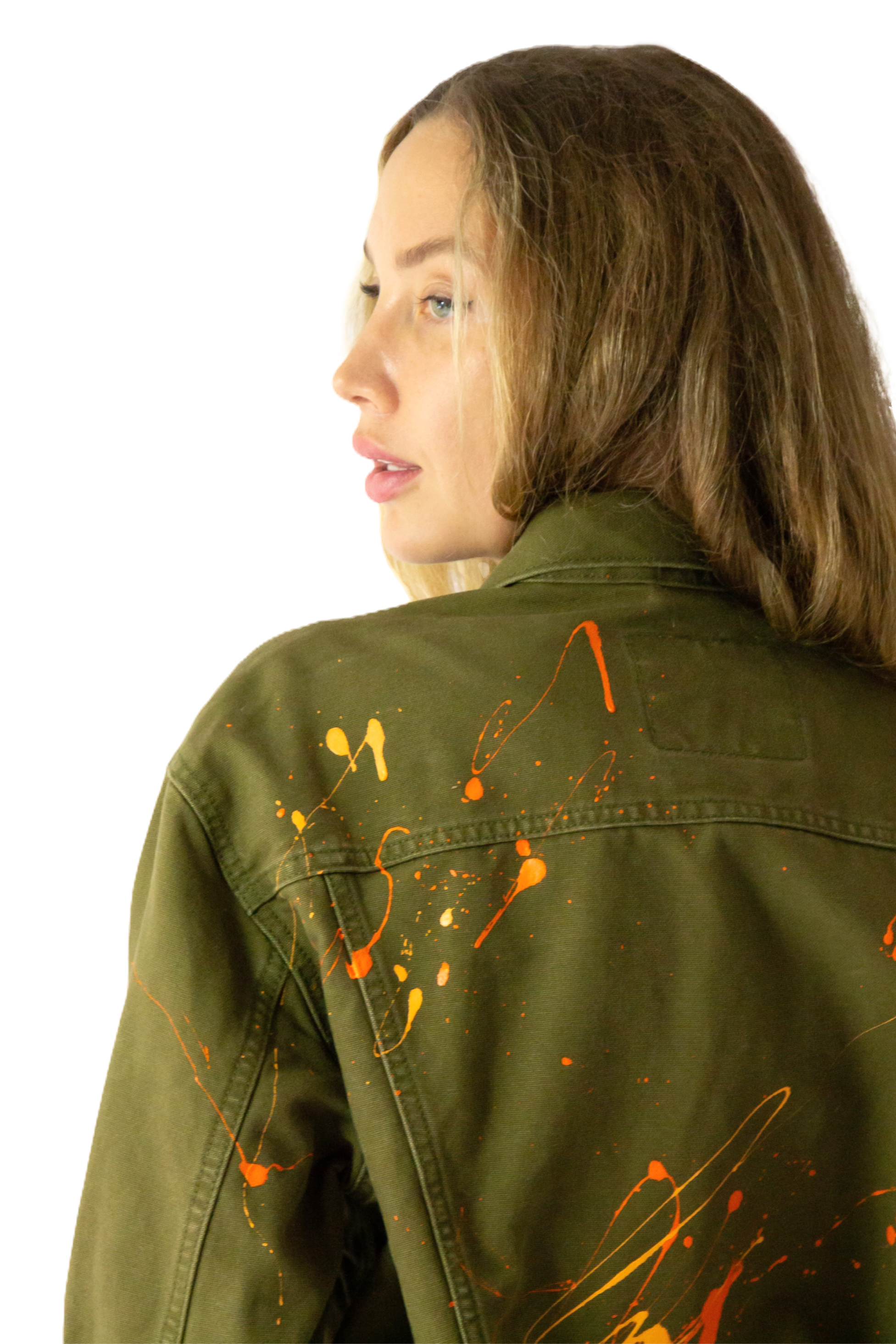 Dream of Desire Hand-Painted Green Utility Jacket in Small