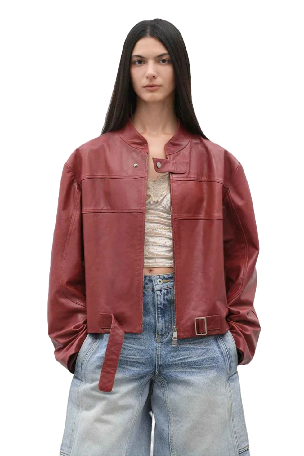 Thumbnail: Firelady Fur Caramel Mountain Retro Sheepskin Short Motorcycle Jacket