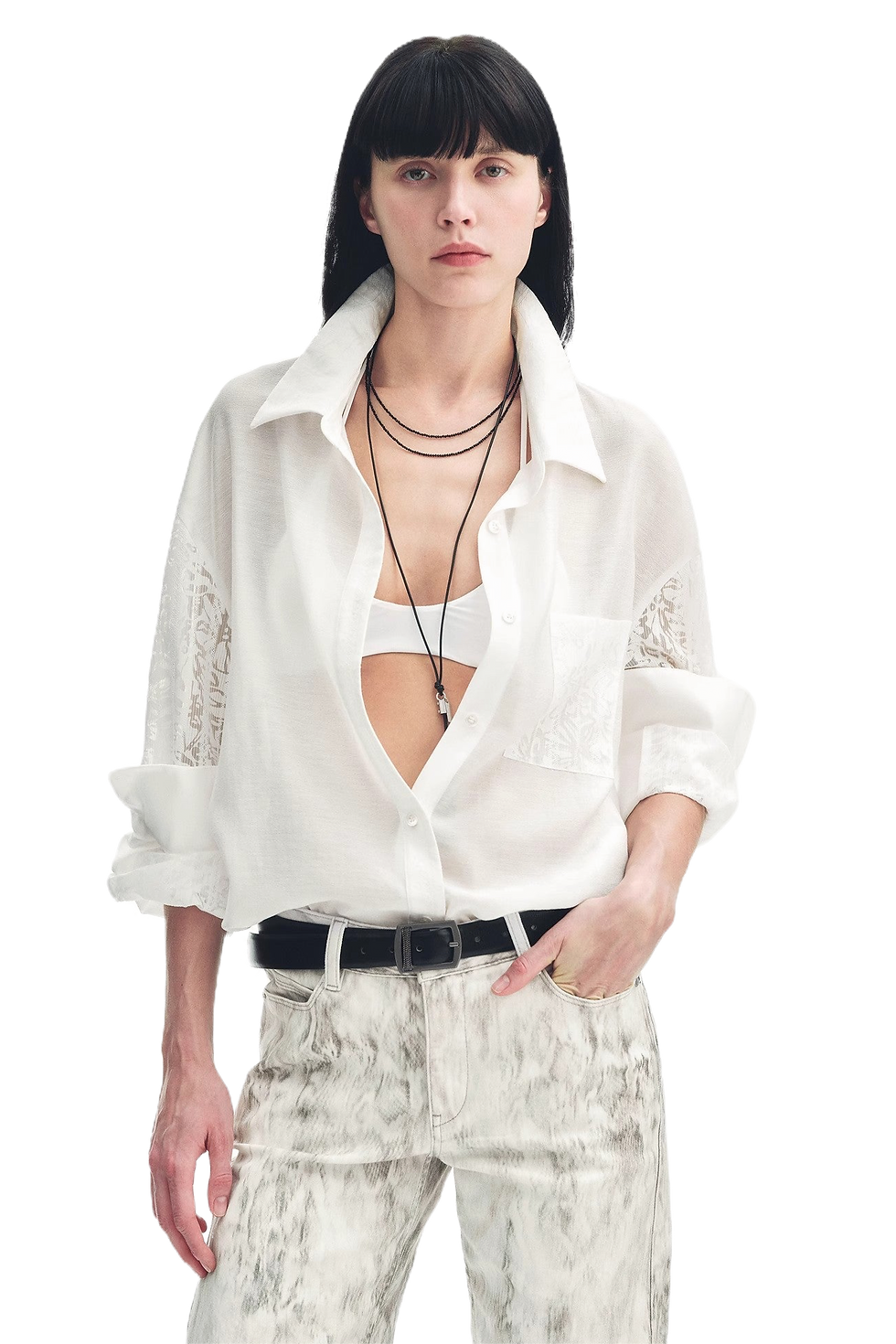 Thumbnail: Firelady Fur "Ideal Spring Day" Jacquard Hollow Drop Shoulder Summer Shirt