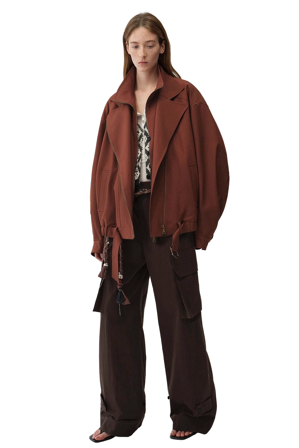 Thumbnail: Firelady Fur "Leisure First" Large Patch Pocket Wide-Leg  Cargo Work Trousers