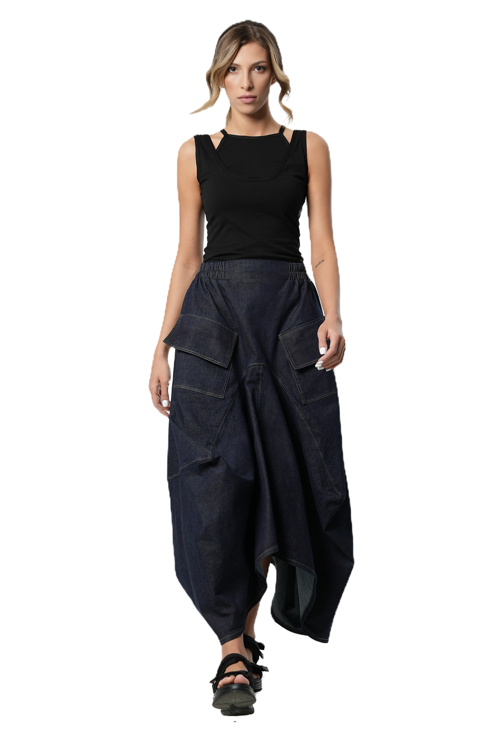 Thumbnail: Metamorphoza  Asymmetrical Long Dark Denim Skirt
