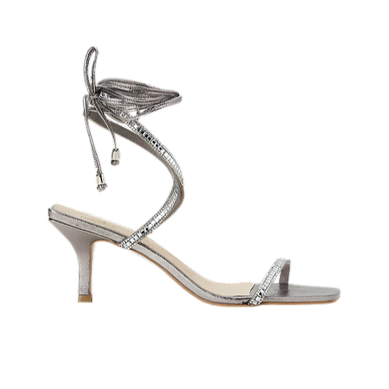 Mangara Atelier Handcrafted Metallic Leather Open-toe Heeled Sandals