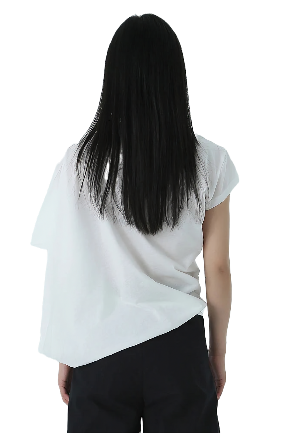 Thumbnail: Marigold Shadows Draped Asymmetric Cotton Blouse - White