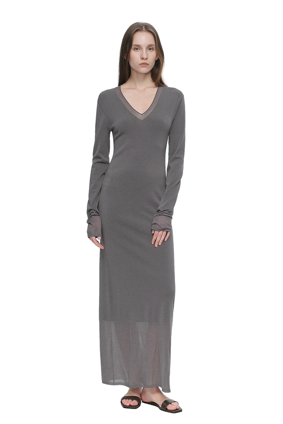Thumbnail: Firelady Fur Elegant Transparent Splicing Design V-Neck Dress