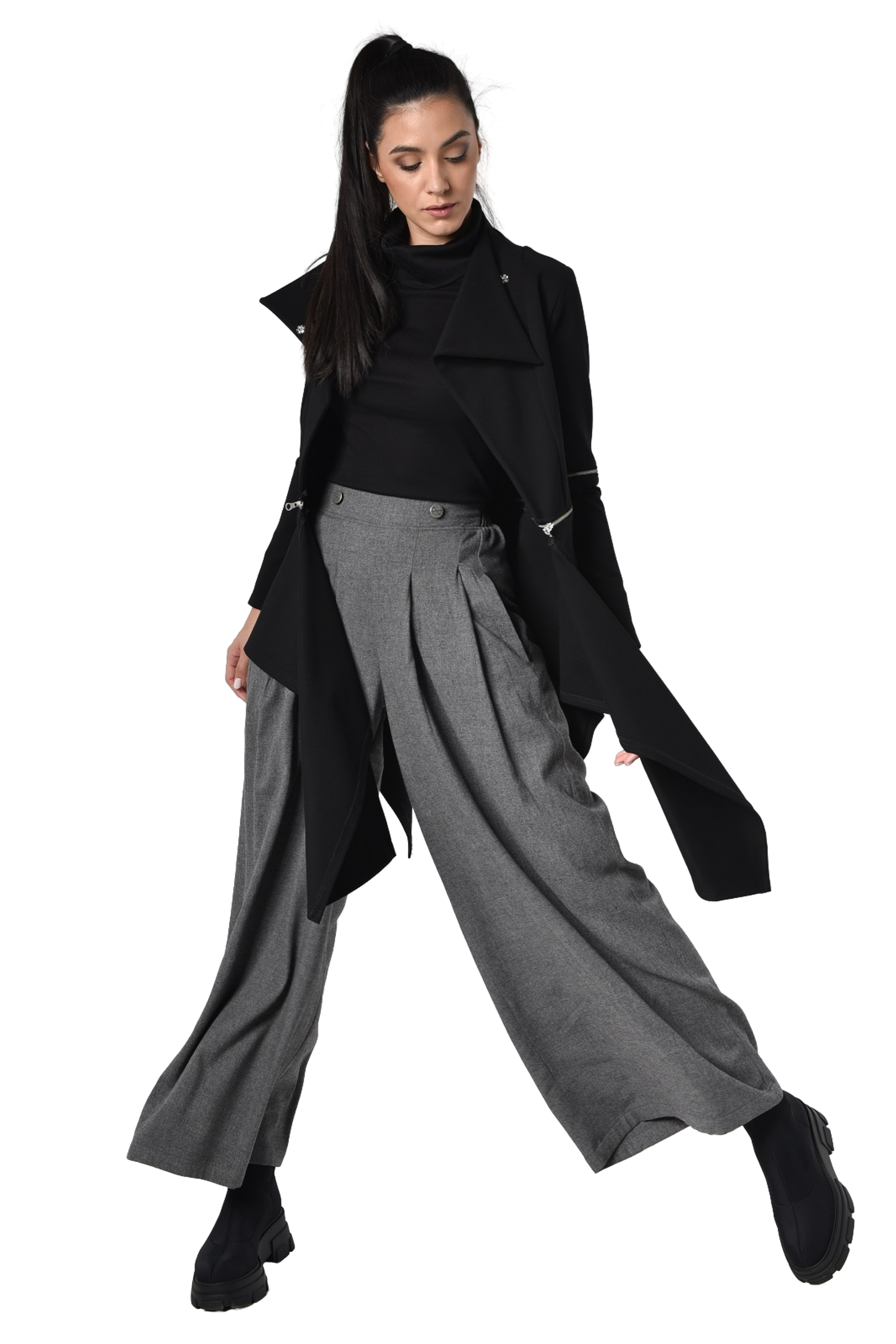 Metamorphoza Extravagant Asymmetric Jacket with Zippers