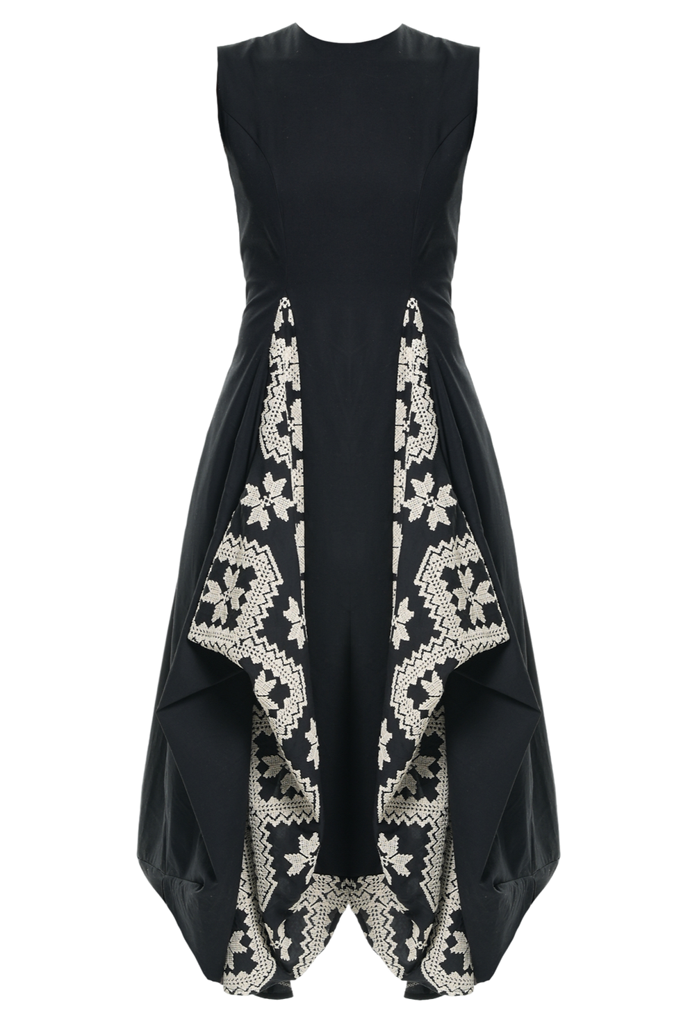 Thumbnail: Metamorphoza Sleeveless Black Dress With Embroidered Details