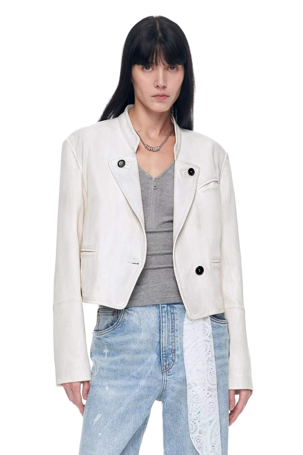 Firelady Fur "Roman Story" Stand Collar Suit Sheepskin Leather Short Jacket