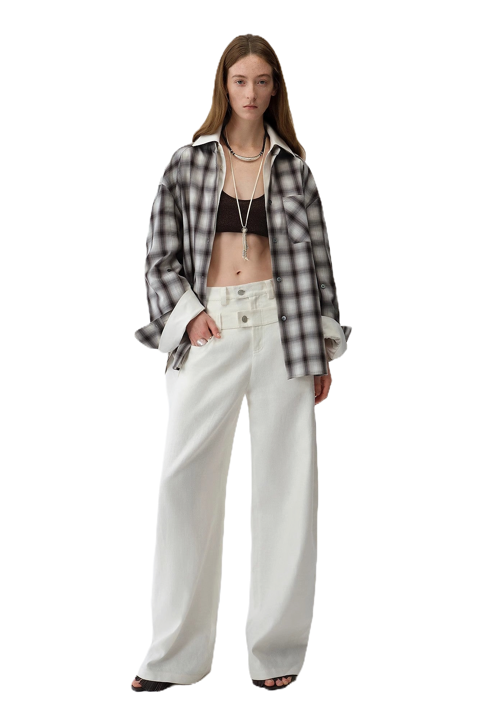Thumbnail: Firelady Fur  "Weiss Love Letter"  Linen Double Waistband Pants
