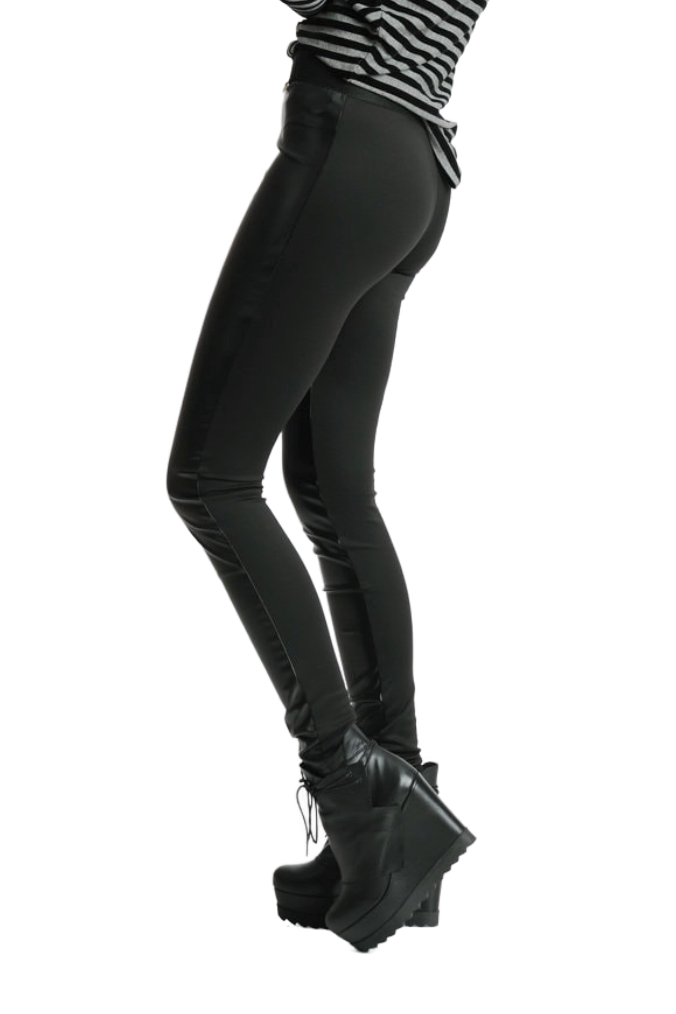 Metamorphoza Black Faux Leather Leggings
