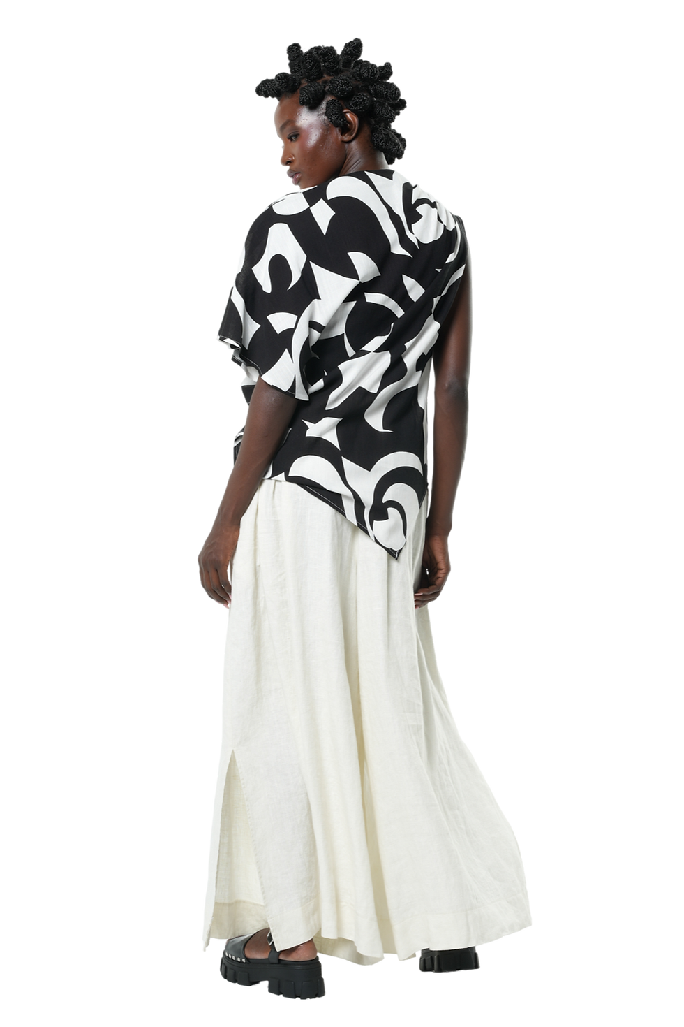 Thumbnail: Metamorphoza Asymmetric Draped Top With Print