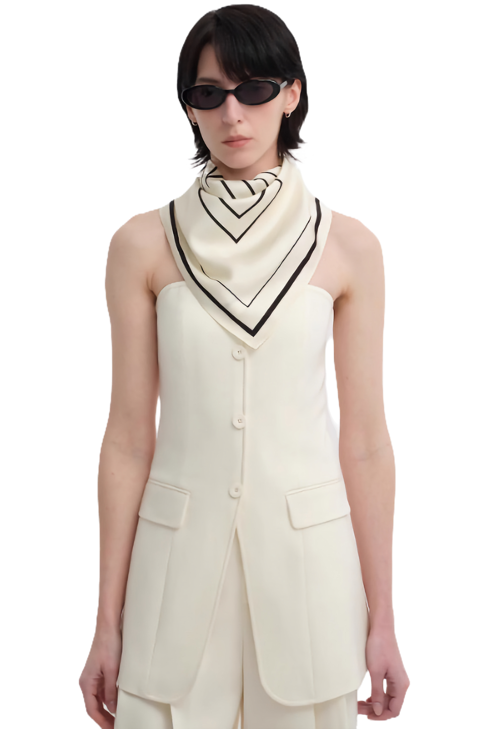Thumbnail: Firelady Fur Stretch Silk Original Geometric Print Silk Scarf