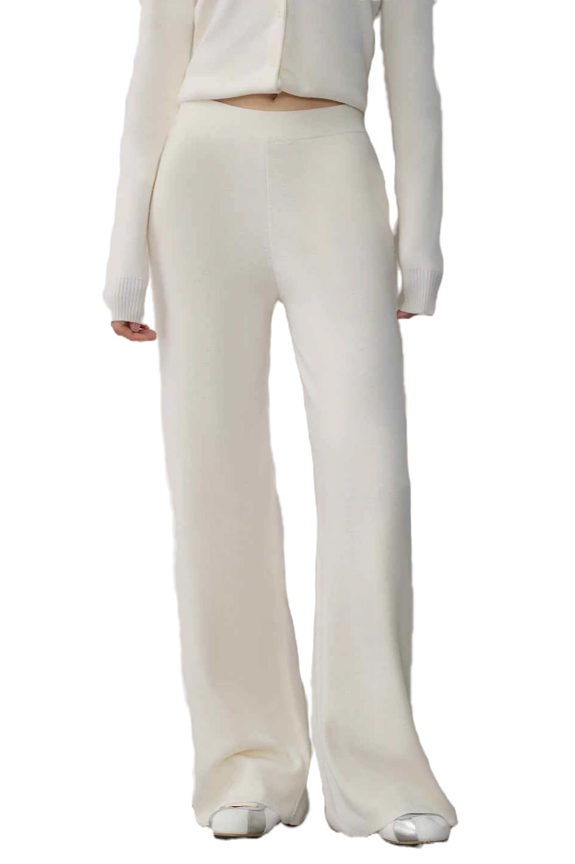 Firelady Fur "Lazy Urban" Merino Wool Polo Cardigan Straight-Leg Knit Pants Set