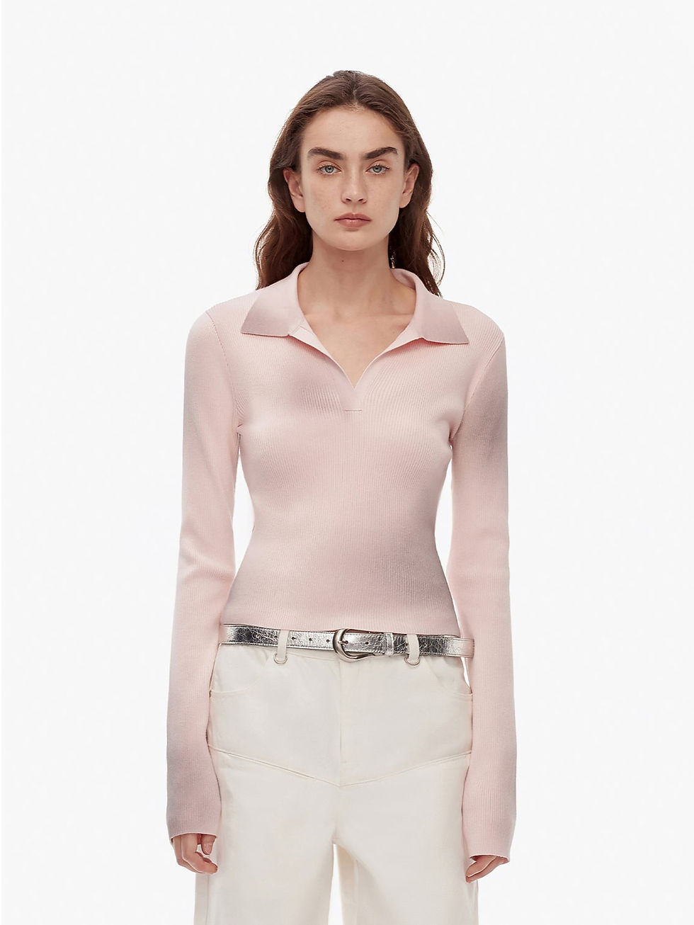 Firelady Fur Sfumato Distressed Print Merino Wool Polo Sweater