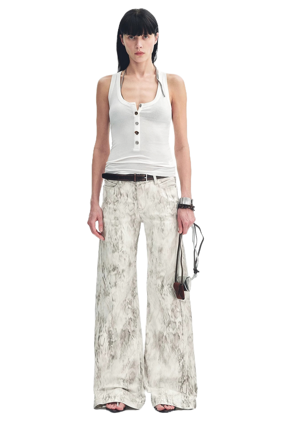 Thumbnail: Firelady Fur "Phantom" Original Snake Print Flared Denim Trousers