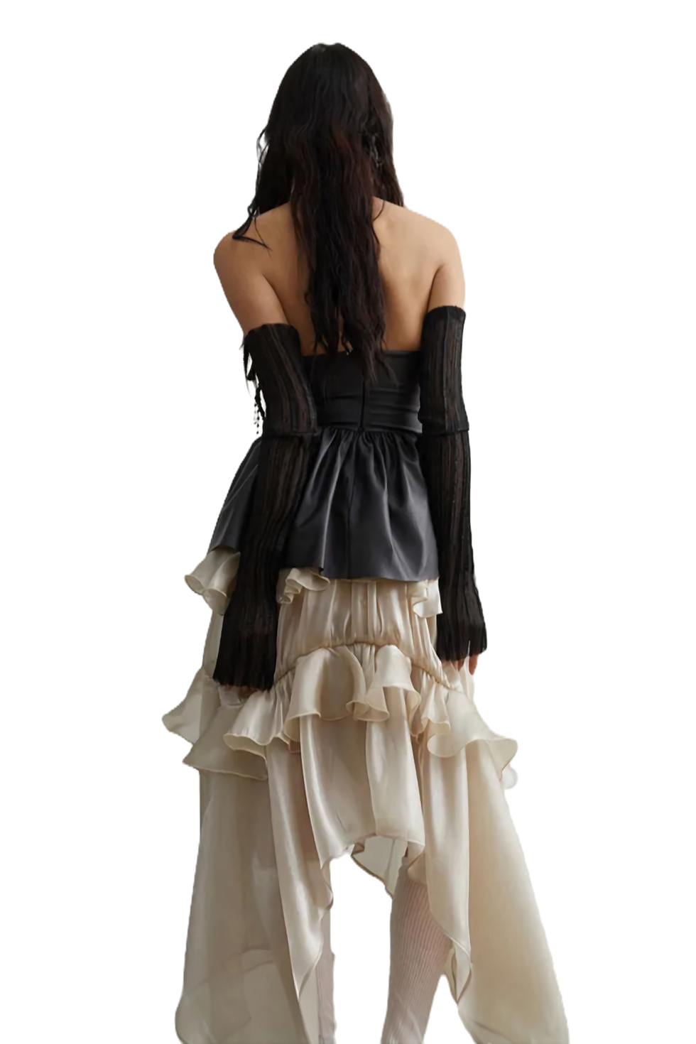 Thumbnail: Marigold Shadows Naustia Ruffled Tube Top Shirt