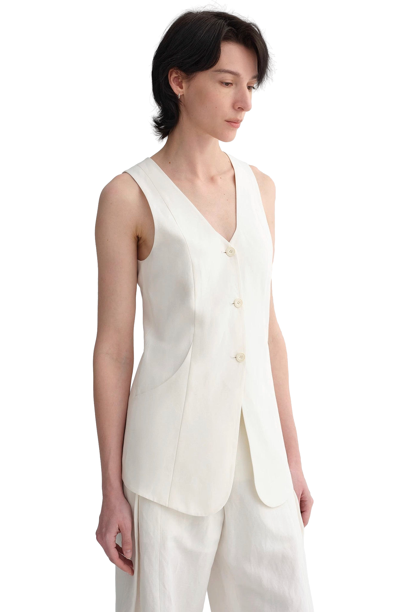 Firelady Fur Mulberry Silk Linen V-Neck Vest Summer Women's Suit