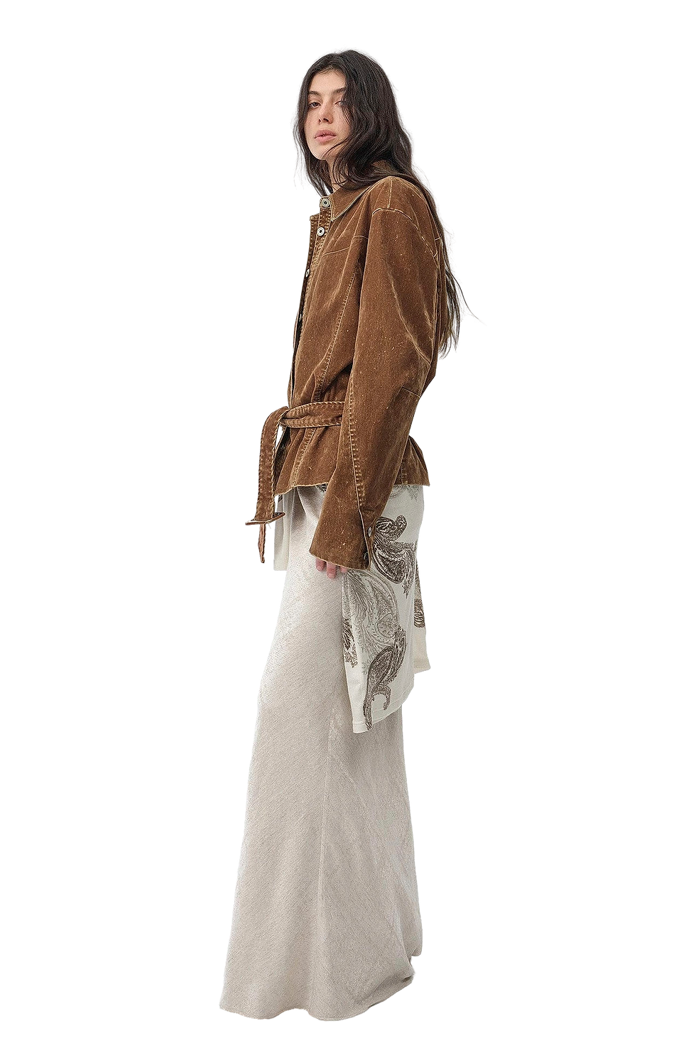 Thumbnail: Firelady Fur "Haruno Dream" Retro Distressed Flocked Denim Shirt Jacket