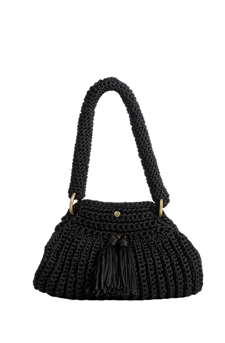 Mara Brazil Girassol Woven Shoulder Bag in Black