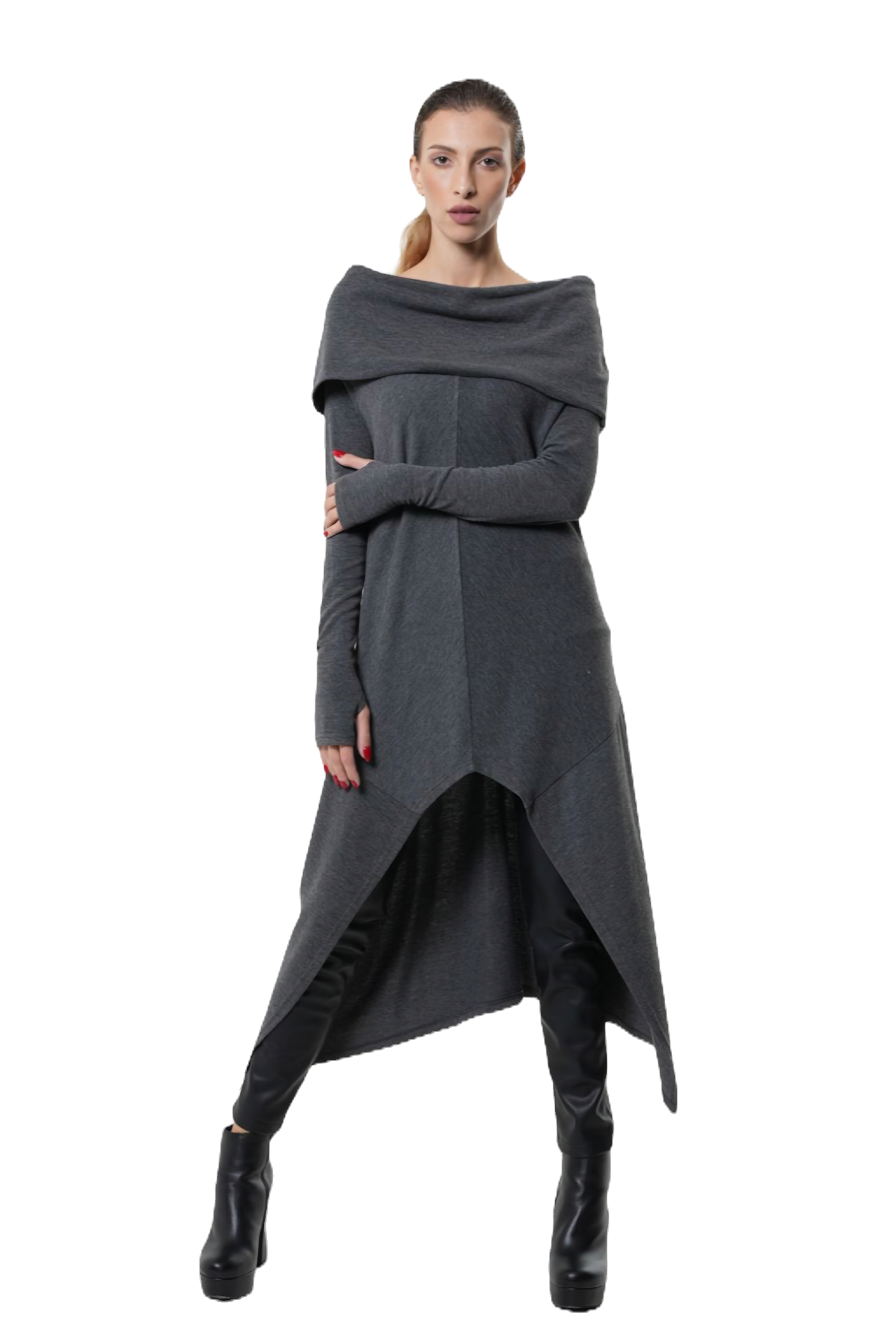Metamorphoza Extravagant Loose Tunic in Dark Gray