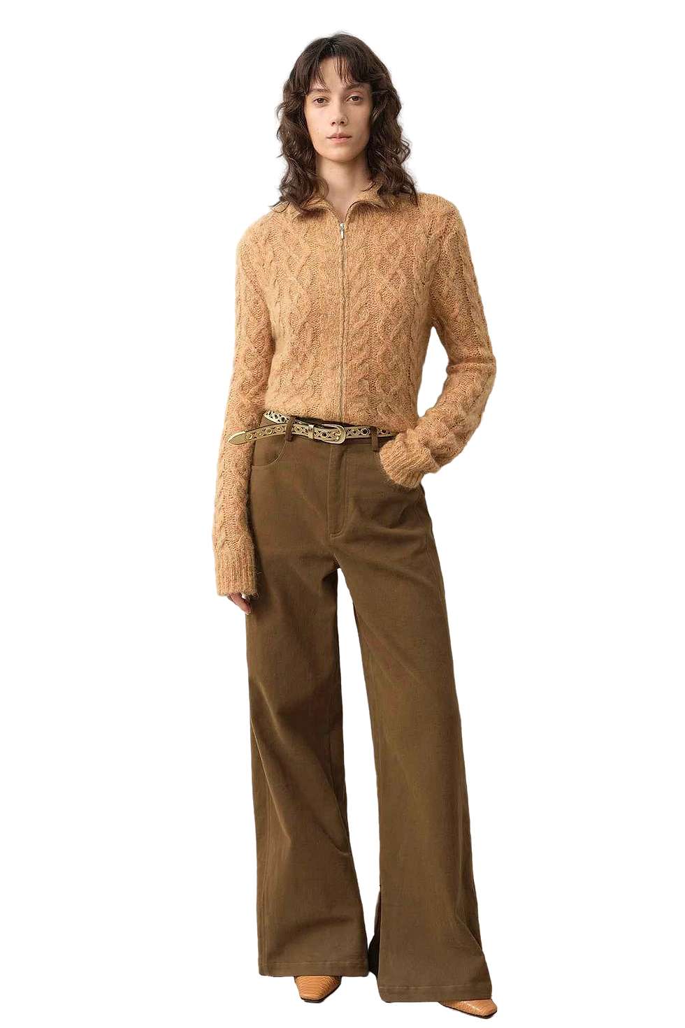 Thumbnail: Firelady Fur "Romantic Cable" Vintage Mohair Wool Cable Knit Cardigan