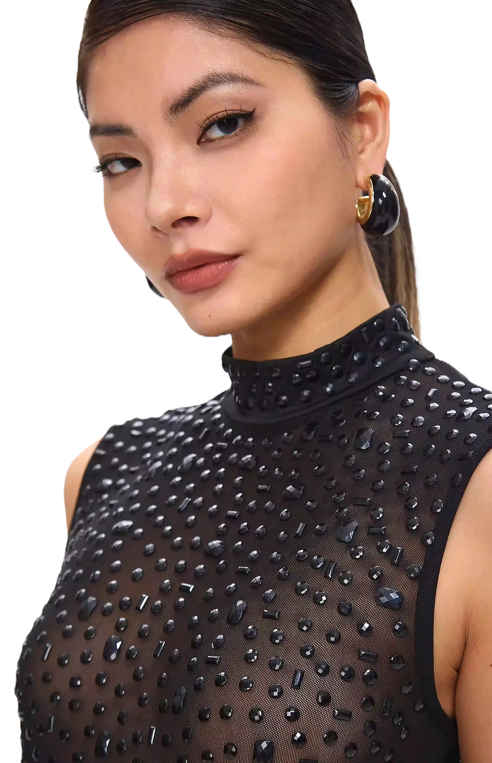 Thumbnail: GUZUNDSTRAUS Mone Embellished Black Crystal Maxi Dress