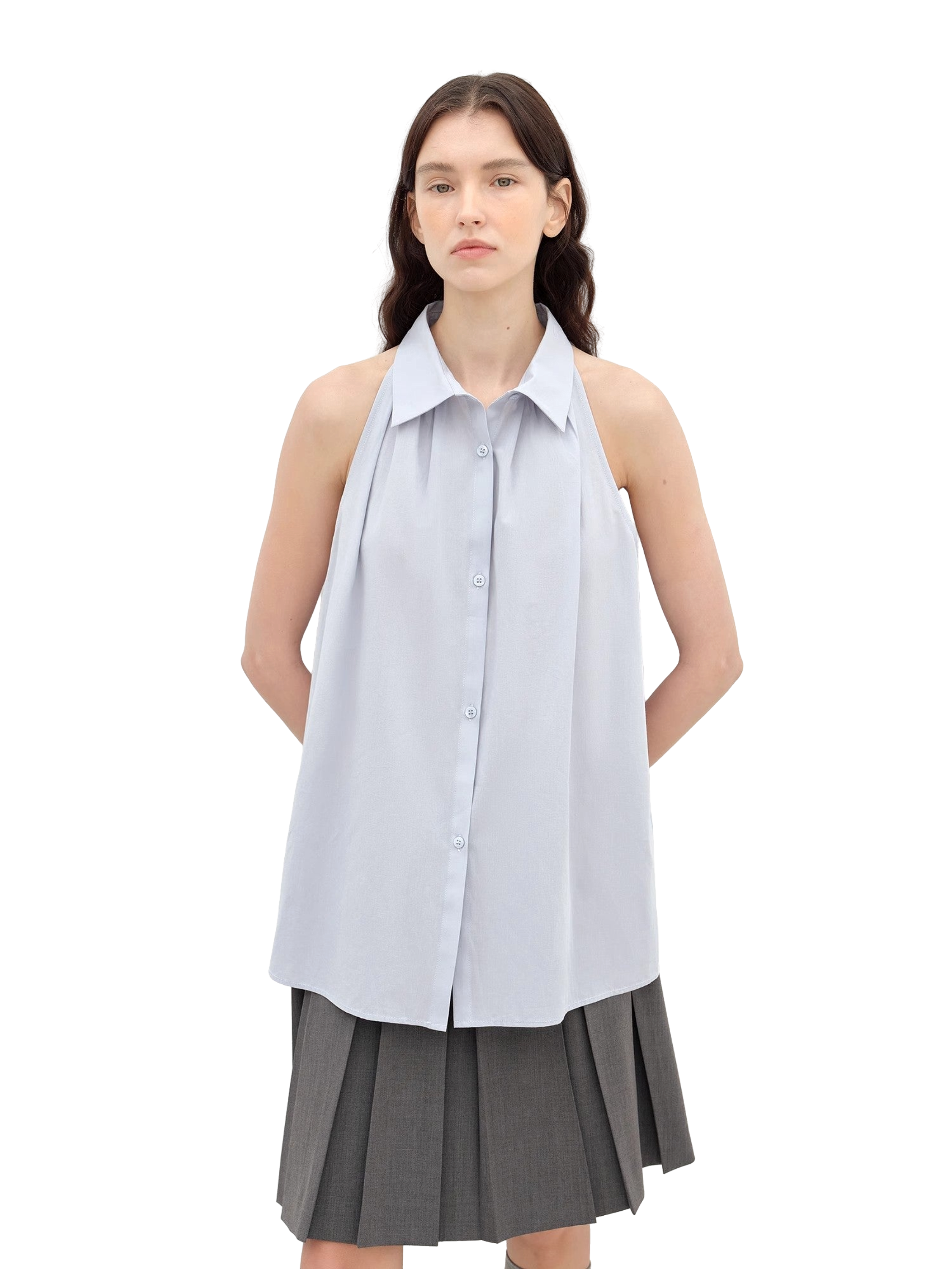 Firelady Fur "Poland Island" Pure Cotton Sleeveless Collar Shirt
