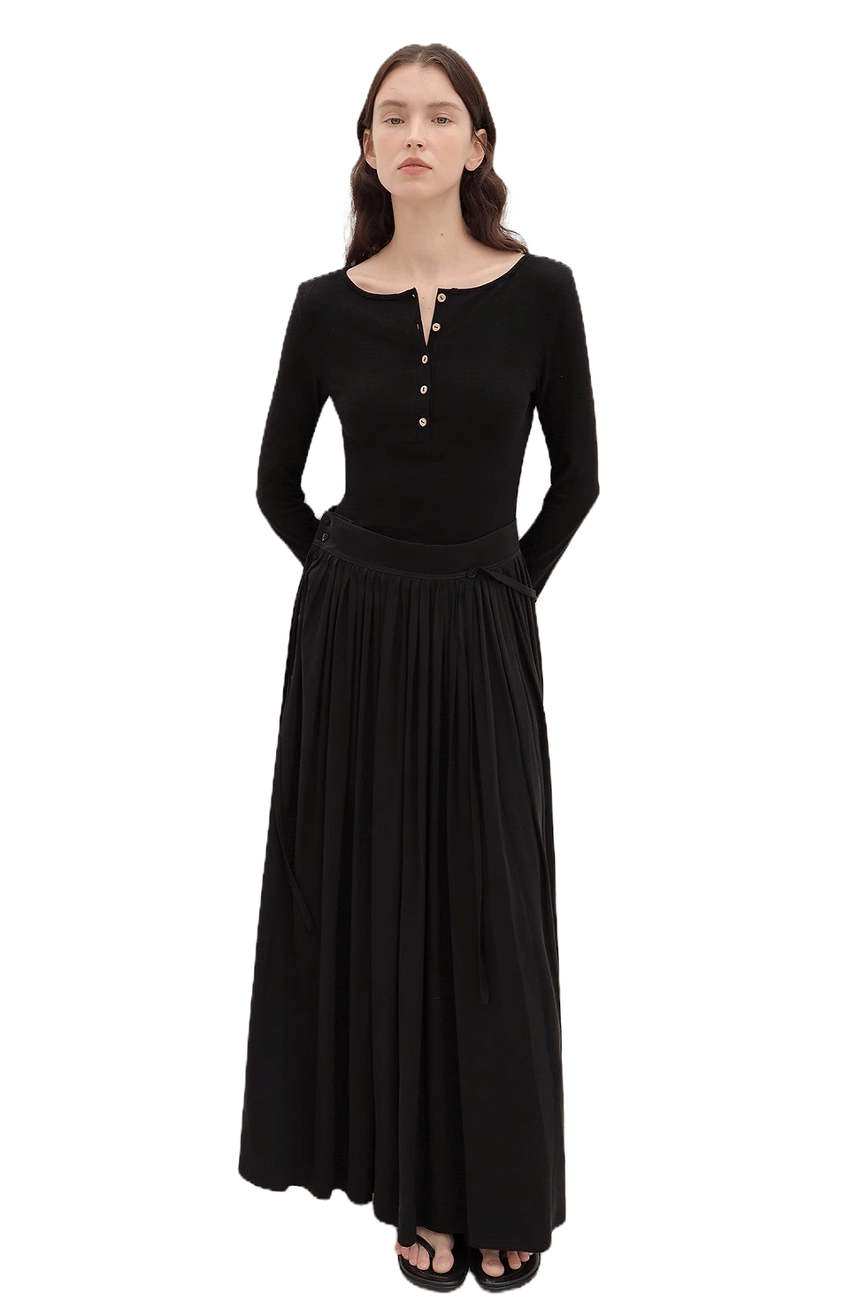 Thumbnail: Firelady Fur "Floating Lights on the Sea" Adjustable Waist Pleated Maxi Skirt