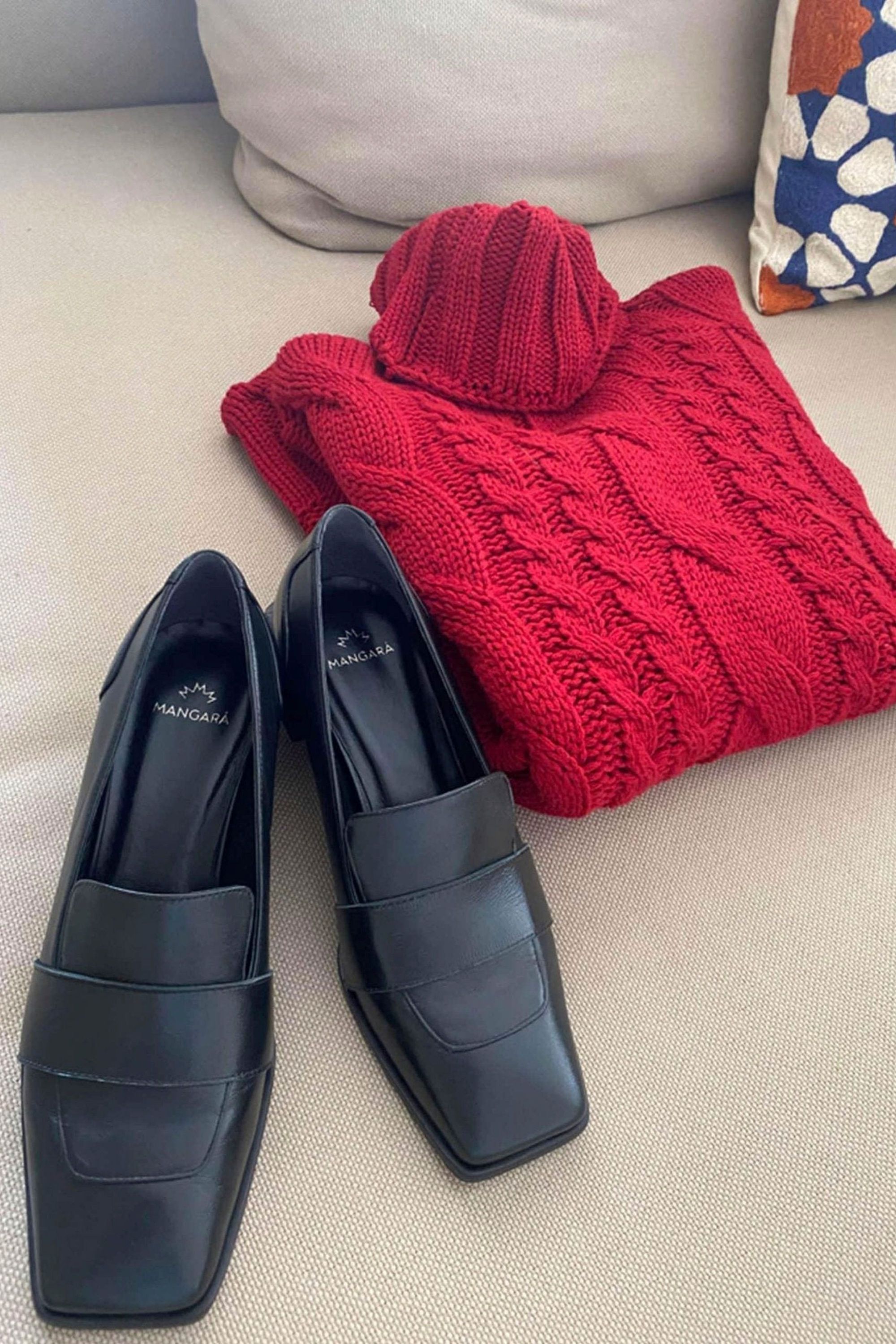 Mangara Atelier Louro Calf Leather Block Heel Loafers