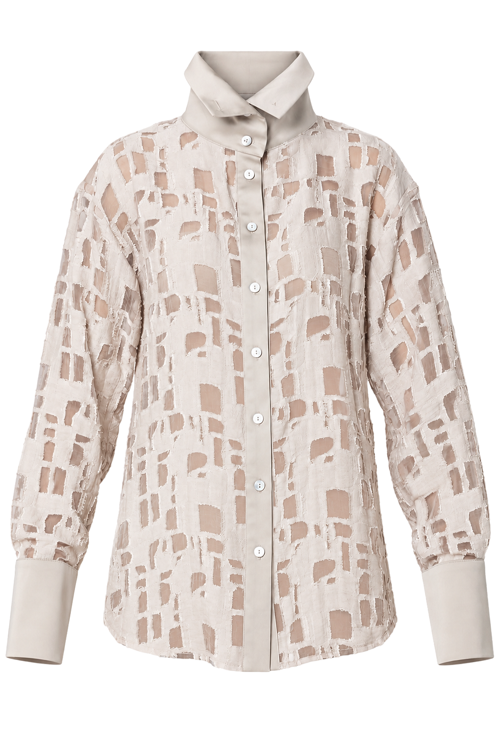 Metamorphoza Textured Sheer Shirt with Statement Collar
