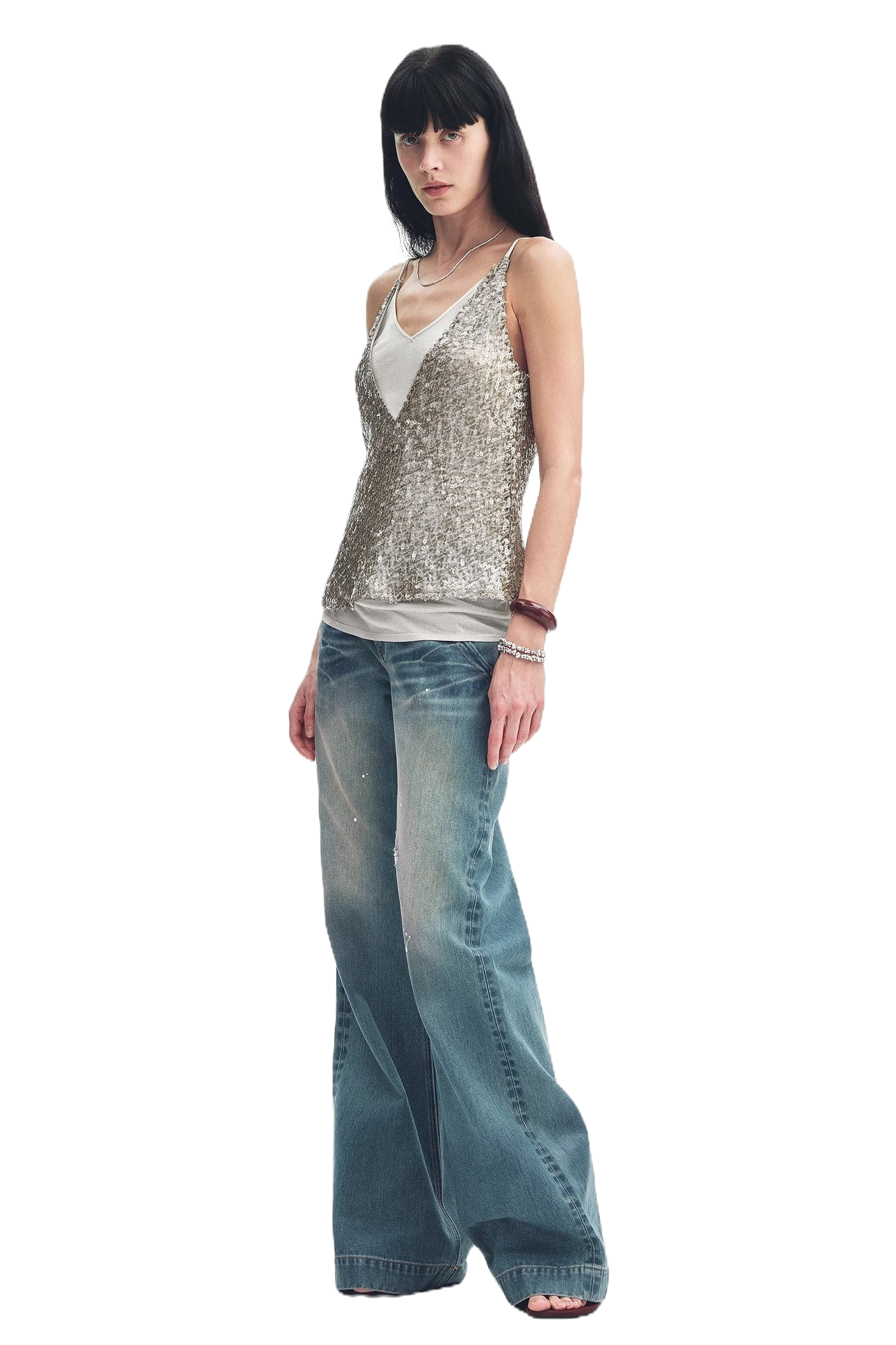 Firelady Fur "Dream Catcher" Bohemian Sequin V-Neck Top