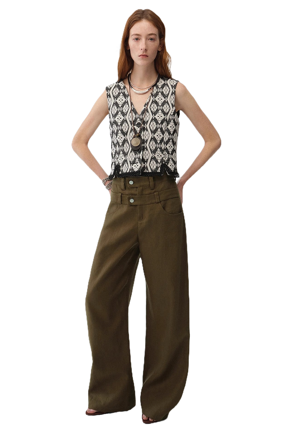 Thumbnail: Firelady Fur "Venice"  Italian Jacquard V-Neck Vest