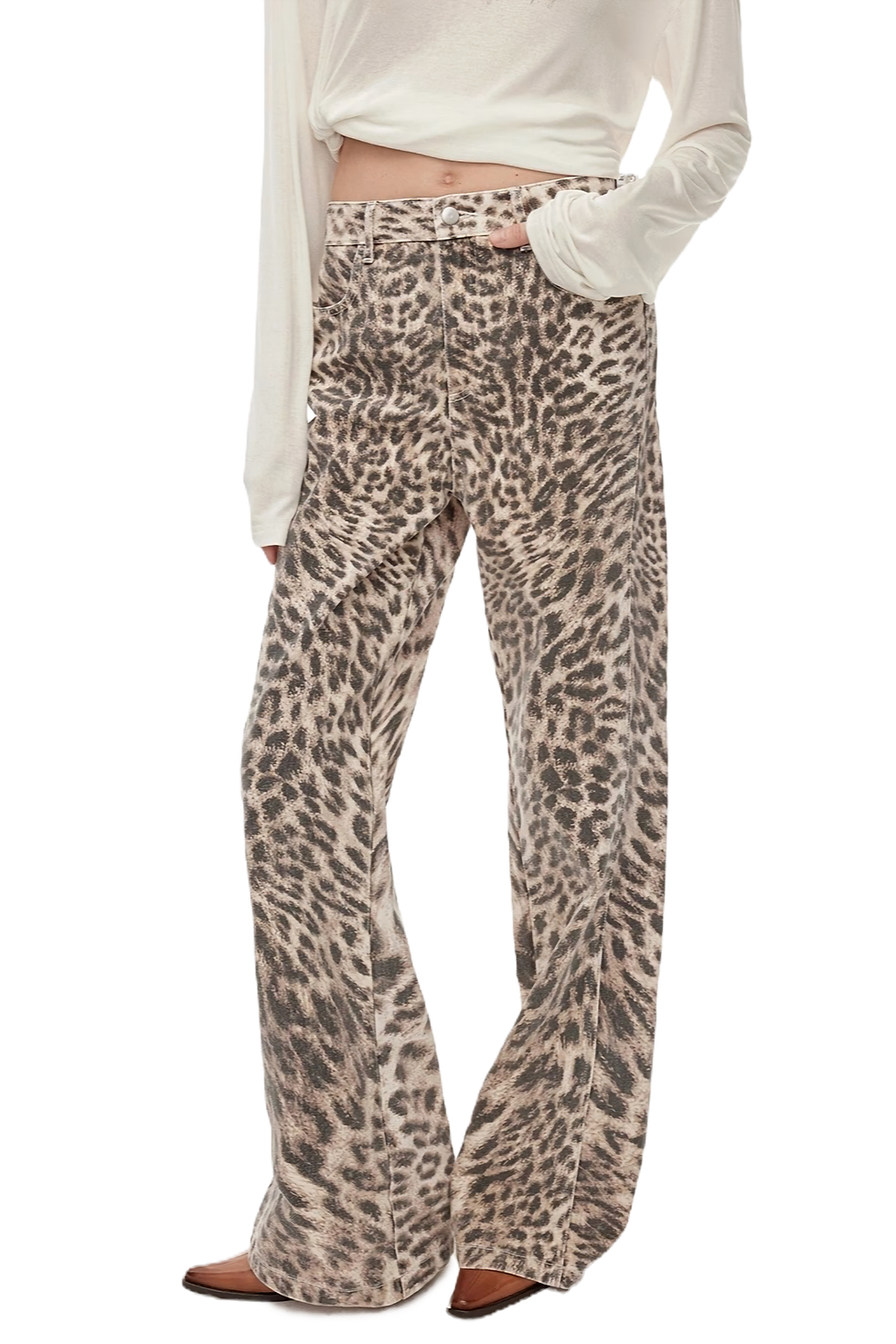 Thumbnail: Firelady Fur “Wild Roar” Vintage Leopard Print Bootcut Jeans