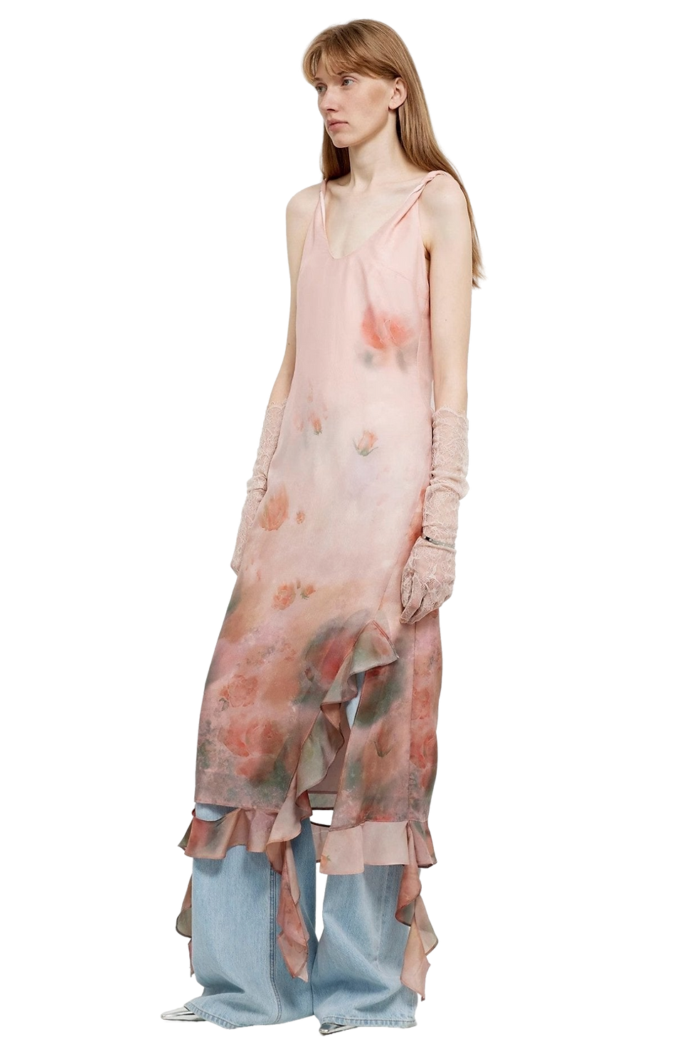 Thumbnail: Firelady Fur "Rosy Ombre" Acetate Mulberry Silk Ruffle Summer Dress