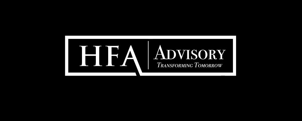 A logo that says HFA Advisory, Transforming Tommorrow.